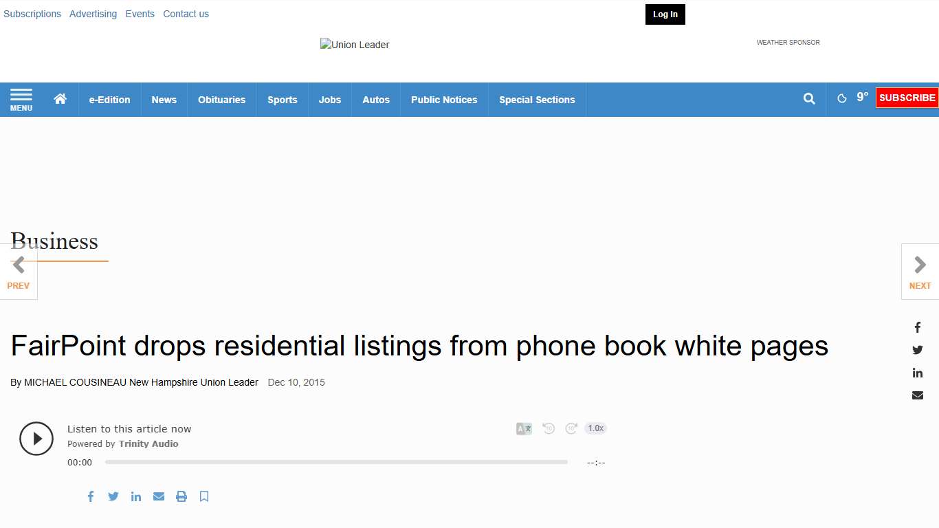 FairPoint drops residential listings from phone book white pages Business unionleader.com